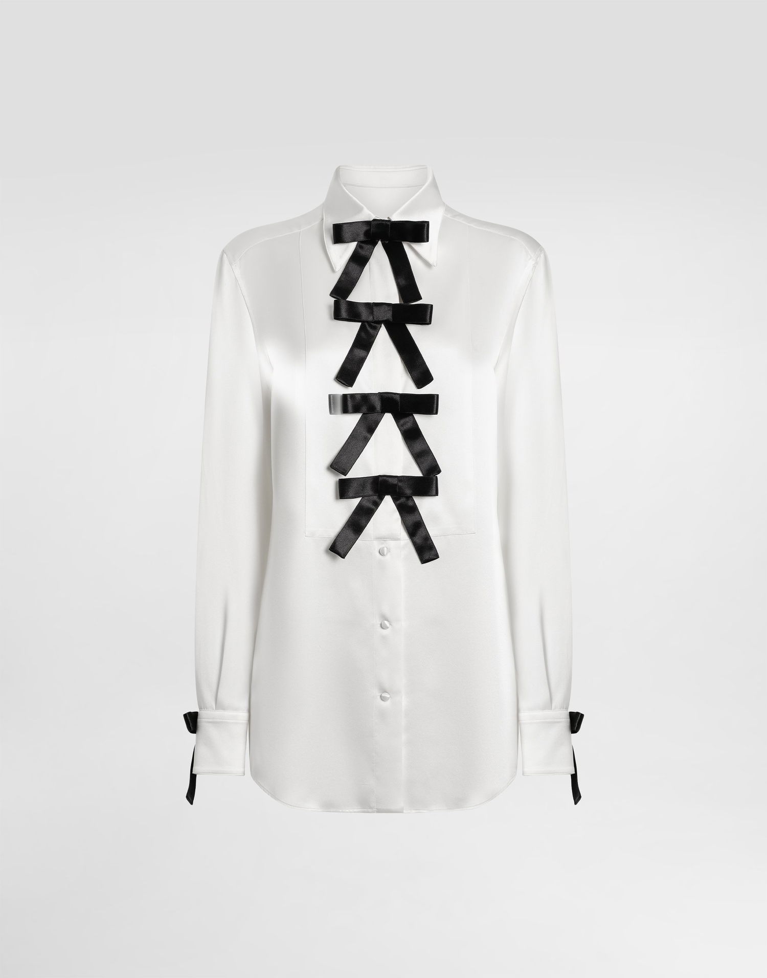 Košeľa Dolce & Gabbana Ribbon Bow Embellished Silk Shirt Biela | F5S82TFU1AUW0800, 0