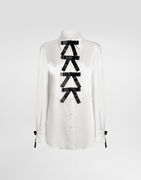 Ribbon Bow Embellished Silk Shirt