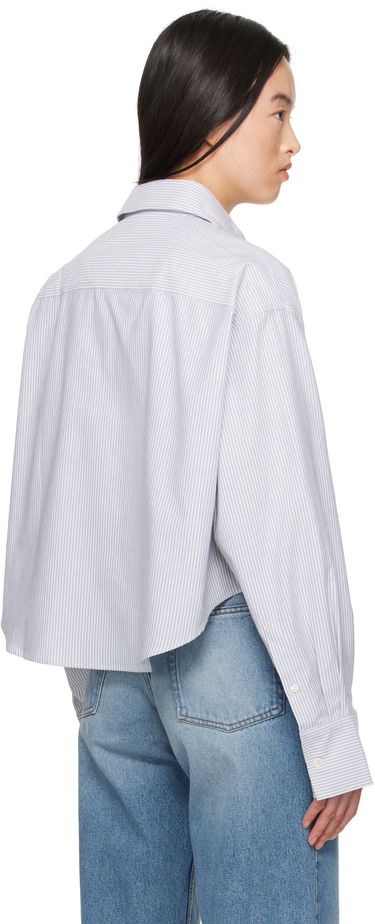 Košeľa AMI Cotton Cropped Oversized Striped Button-Down Shirt Modrá | USH123.CO0087, 2
