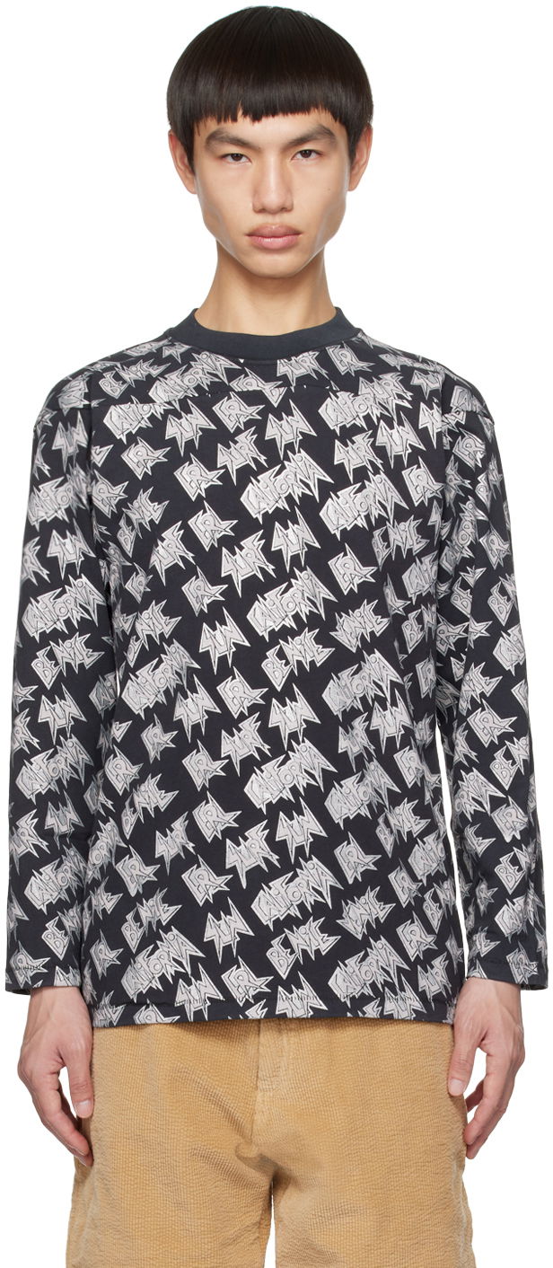 Tričko ERL Printed Black Long Sleeve T-Shirt Čierna | ERL06T014, 0