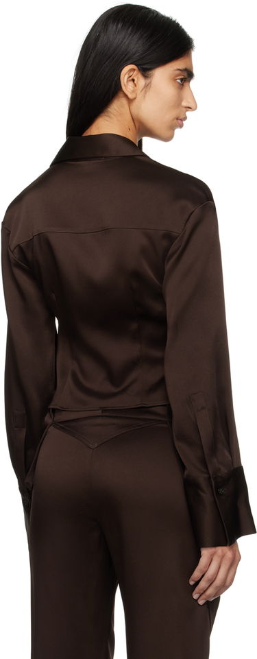 Košeľa Blumarine Satin Cowl Neck Blouse Hnedá | P422C243A, 2