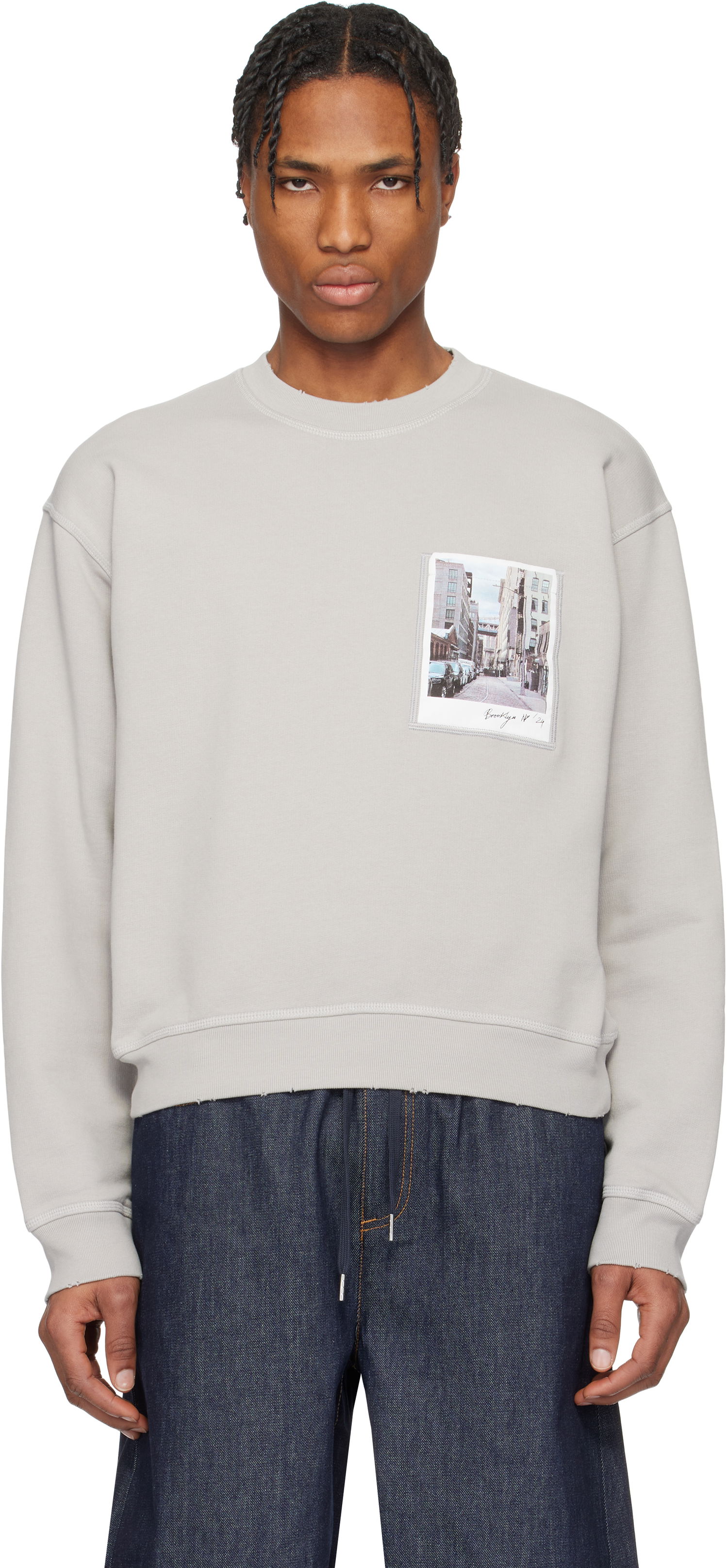 Sveter Helmut Lang Helmut Lang Dumbo Postcard Crewneck Sweatshirt Šedá | O10HM523, 0
