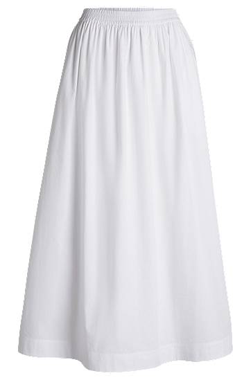Sukňa BOSS Elastic Waist Cotton Poplin Maxi Skirt Biela | 50543982