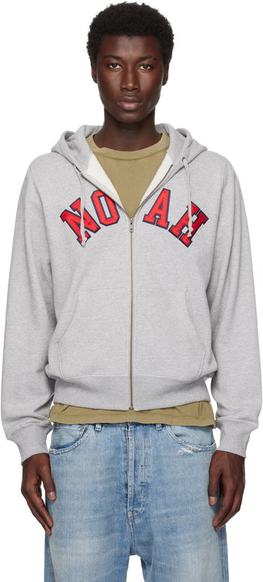 Mikina Noah Noah Arch Appliqué Zip-Up Hoodie Šedá | SS194SS25HGY, 0