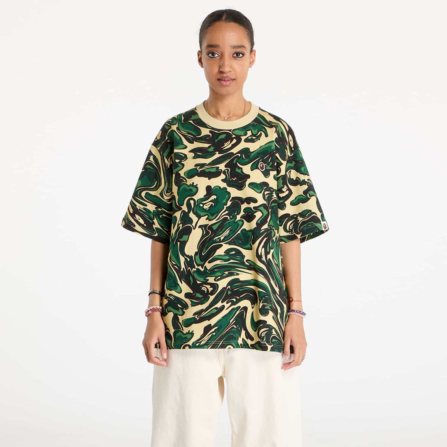 Tričko BAPE Marbling Camo One Point Relaxed Fit Tee Zelené | 001CSK801305M GRN, 0