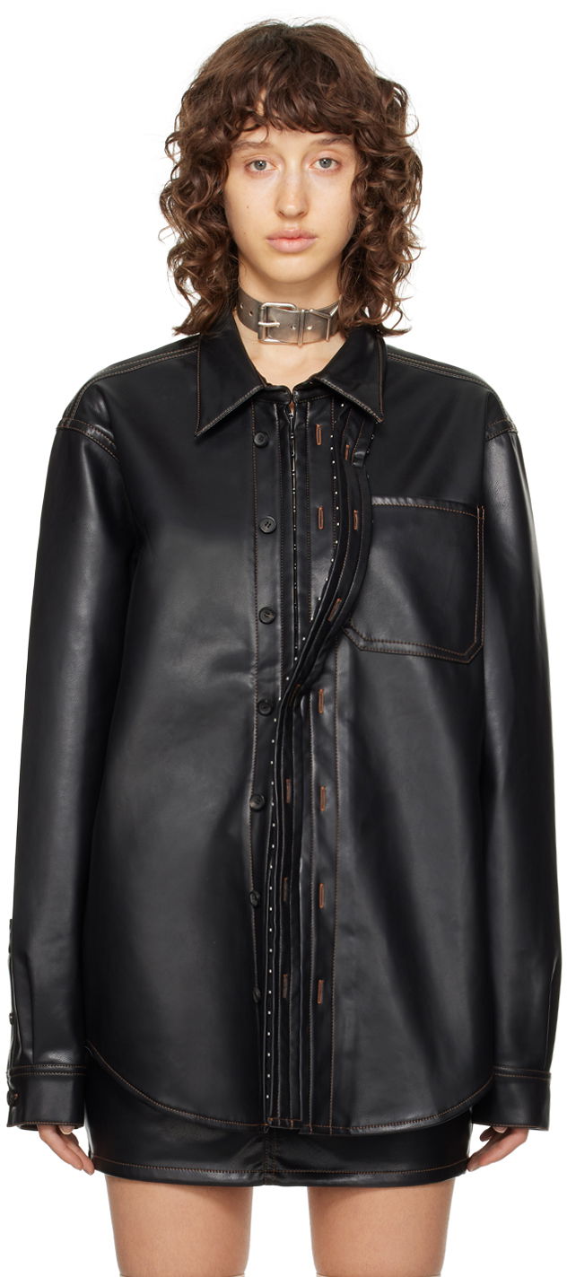 Hook & Eye Faux-Leather Shirt