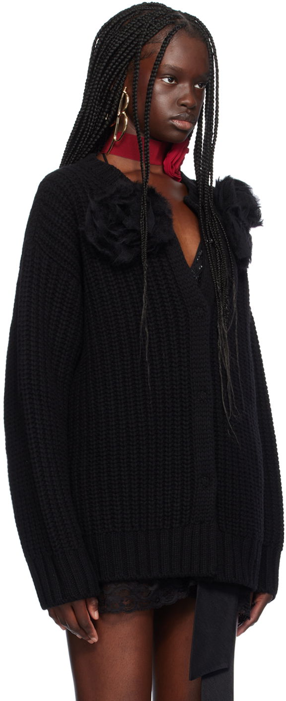 Sveter Blumarine Floral Appliqué Knit Cardigan Čierna | A422B084A, 1