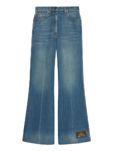 Džínsy Gucci Denim Flare Label Jeans Navy | 623441 XDCD9 4759