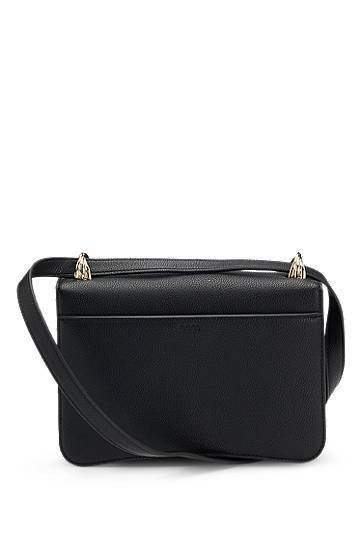 Kabelka BOSS Balmain Grained Leather Crossbody Bag with Double B Monogram Čierna | 50542055, 1