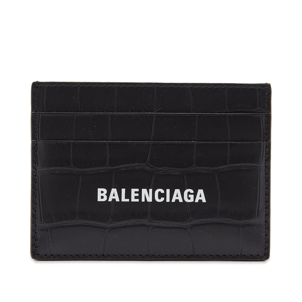 Peňaženka Balenciaga Croc Embossed Logo Card Holder Black/White Čierna | 594309-1ROP3-1000, 0