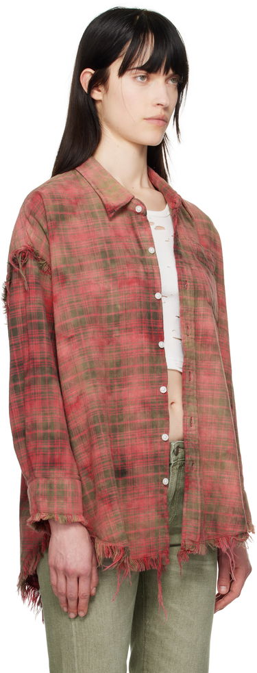 Košeľa R13 R13 Shredded Seam Drop Neck Plaid Shirt Červená | R13WR075-R461B, 1