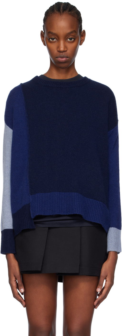 Sveter Marni Color Block Sweater Navy | GCMD0504Q0 UFX385