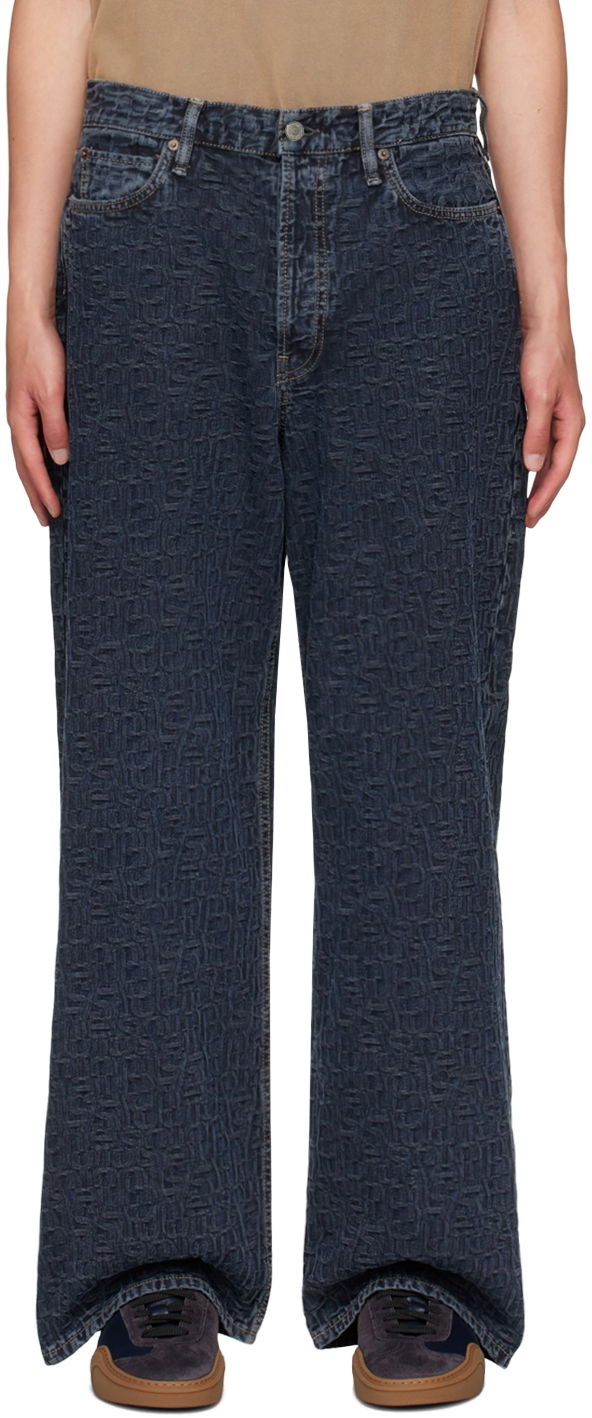 Džínsy Acne Studios Blue Embossed Jeans Navy | B00377-