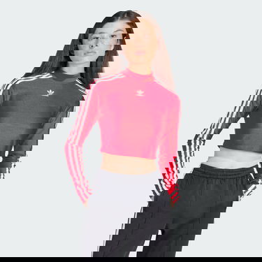 Crop Top adidas Originals 3-Stripes Cropped Long Sleeve Tee Červená | IR8132, 1