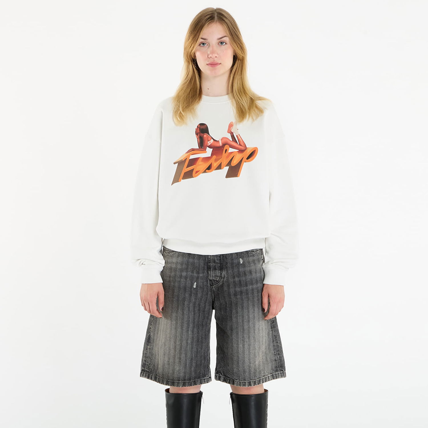 Mikina Footshop Playboy x FTSHP Crewneck UNISEX Off White Biela | FTSHP_520, 1