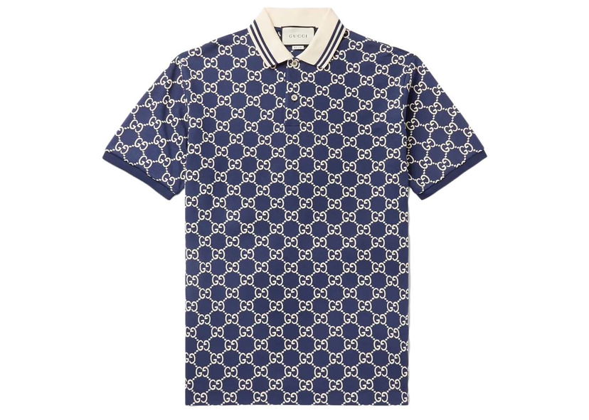 Košeľa Gucci Logo-Embroidered Cotton Blend Polo Navy Navy | 3.06298100197463e+16