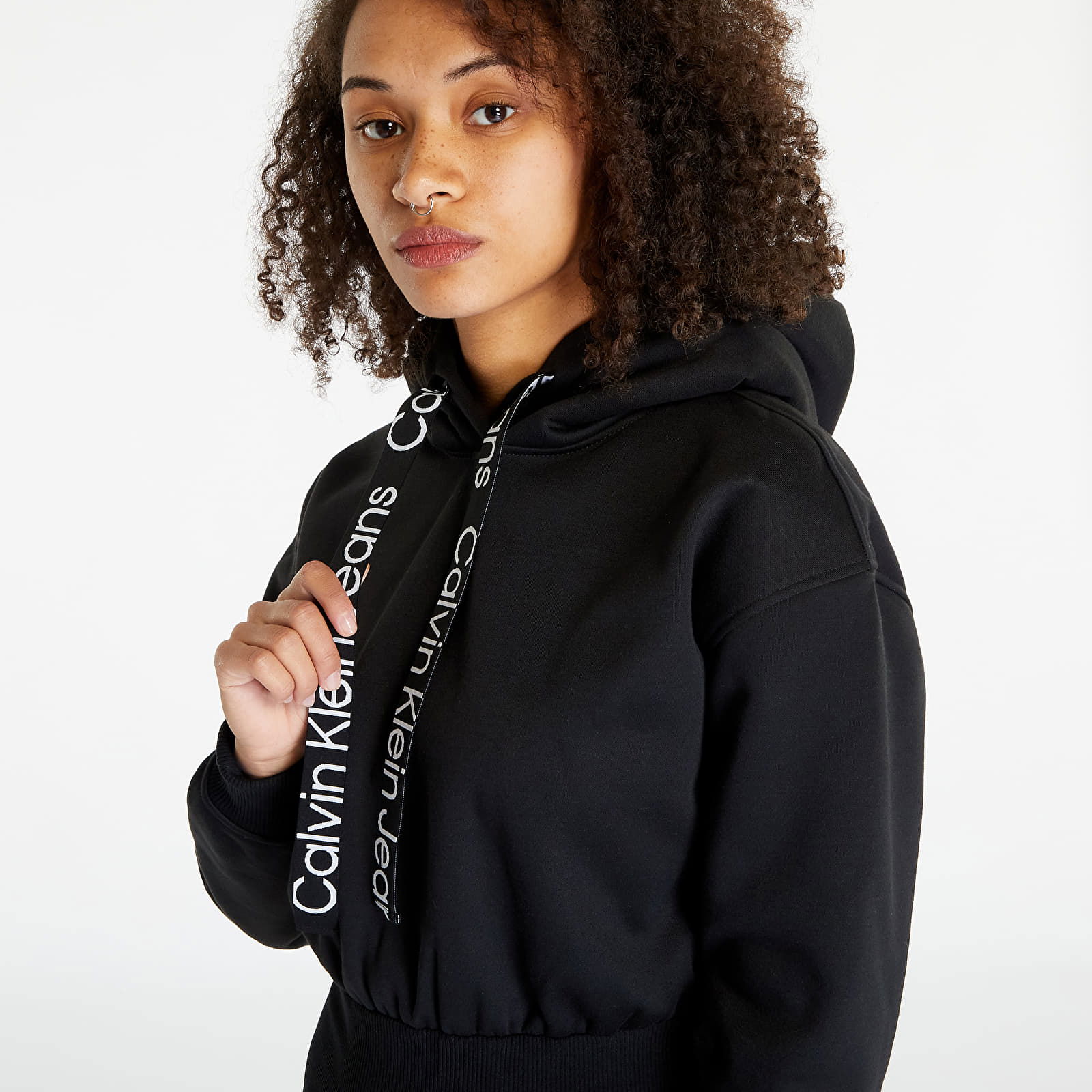 Logo Tape Hooded Sweatshirt Dress