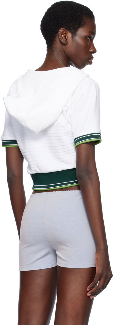 Mikina Casablanca Casablanca Textured Velour Tennis Cropped Hoodie Biela | WS25-JTP-354-01, 2