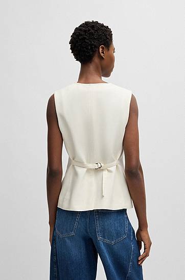 Vesta BOSS Single-Breasted Waistcoat Biela | 50546216, 1