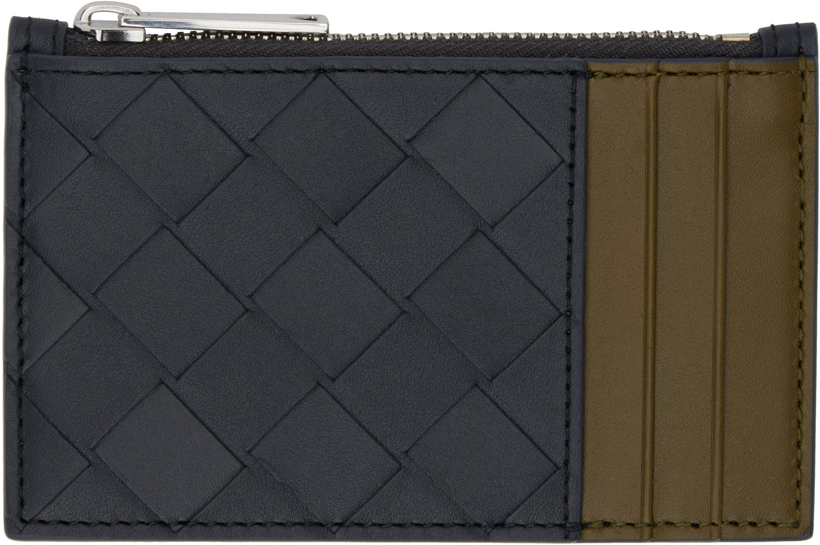 Intrecciato Leather Zippered Card Holder