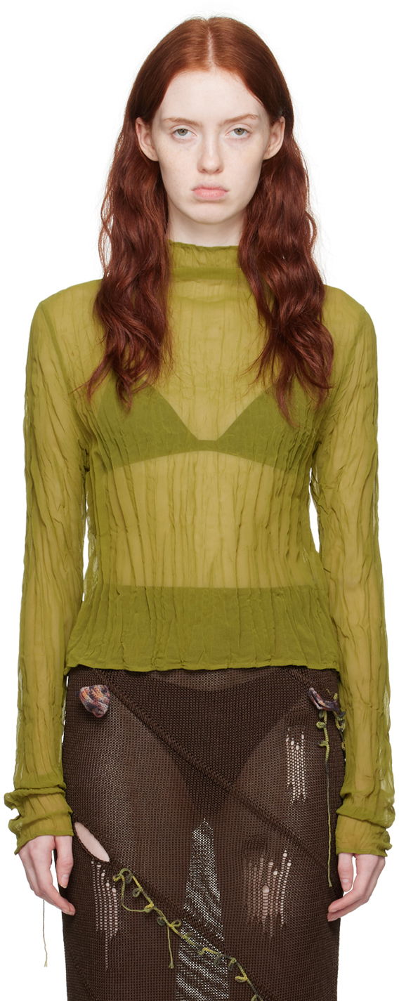 Košeľa Acne Studios Crinkled Blouse Zelené | AC0647-, 0
