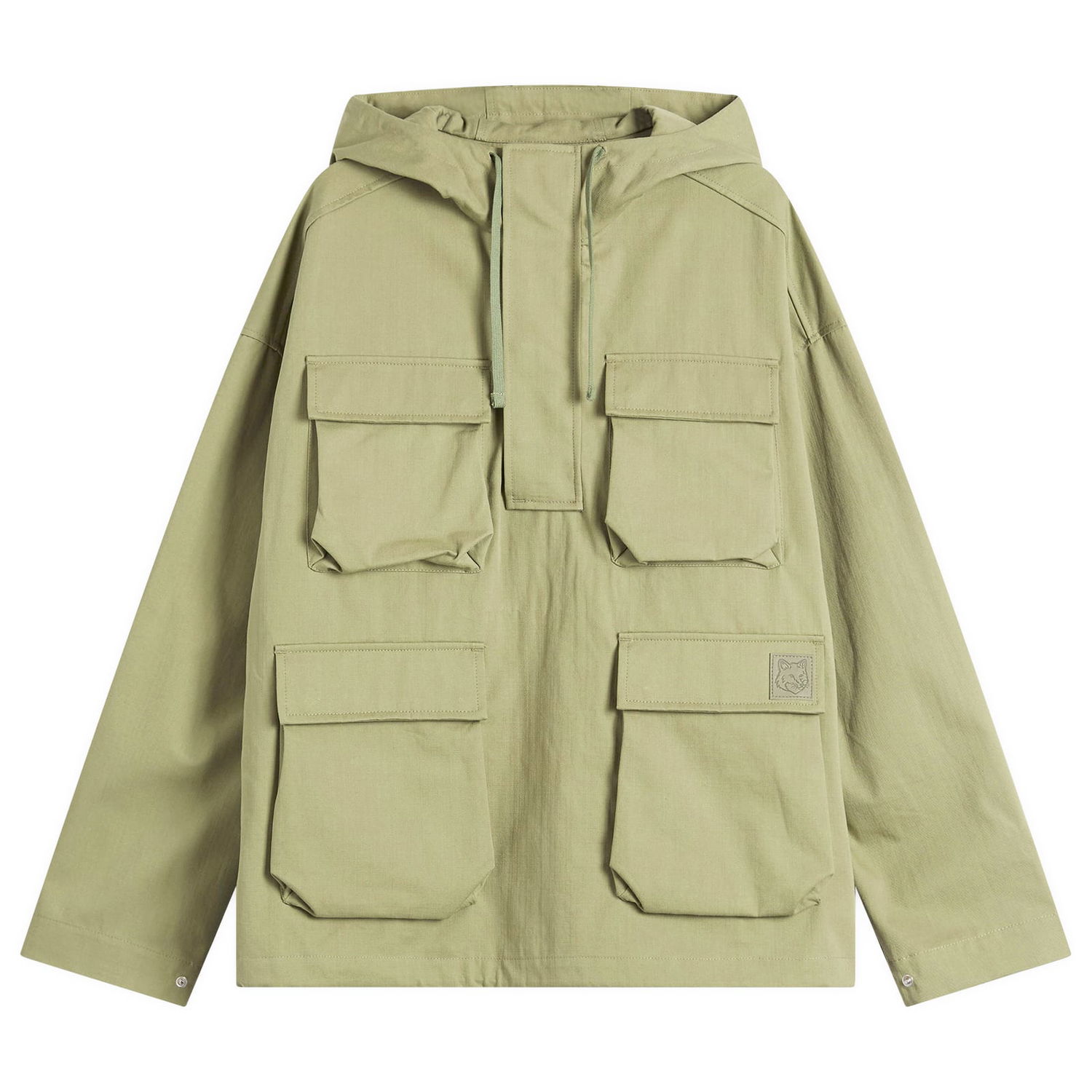 Vetrovka MAISON KITSUNÉ Maison Kitsuné Hooded Popover Jacket, Size Large Zelené | OM02112WW9026-0077, 0