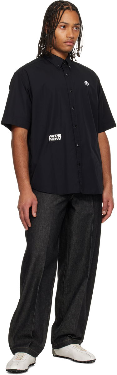 Košeľa AAPE by A Bathing Ape 'AAPENOW' Moonface Logo Short Sleeve Button-Up Shirt Čierna | AAPSRM8518XXNBKX, 3