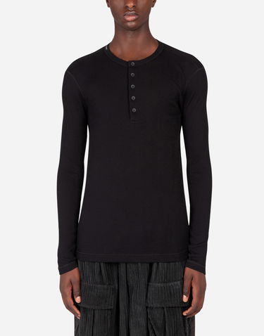 Tričko Dolce & Gabbana Dolce & Gabbana Men's Fine-Rib Cotton Granddad T-Shirt Čierna | G8LA8TFU7AVN0000, 1