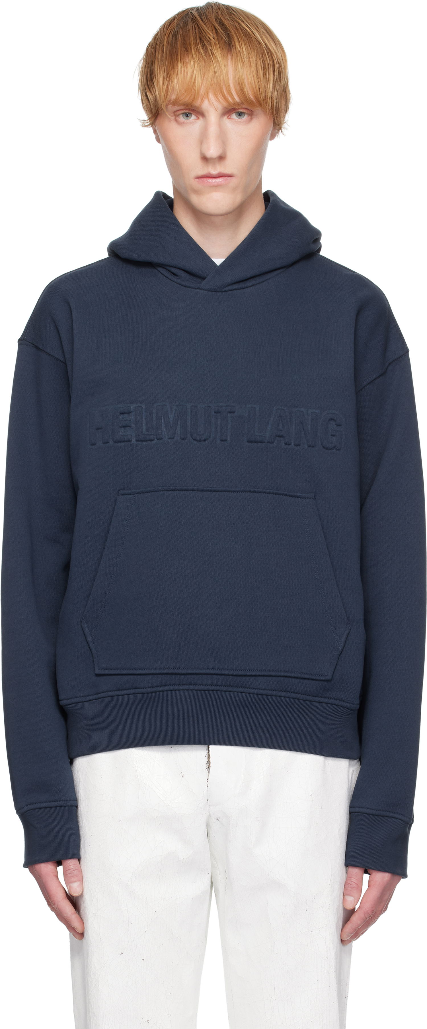 Mikina Helmut Lang Helmut Lang Embossed Logo Hoodie Navy | P01HM507, 0
