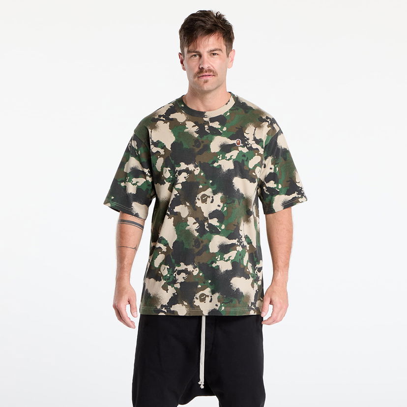 Tričko BAPE A BATHING APE Map Camo Ape Head One Point Tee UNISEX Green Zelené | 001CSL301001MGRN