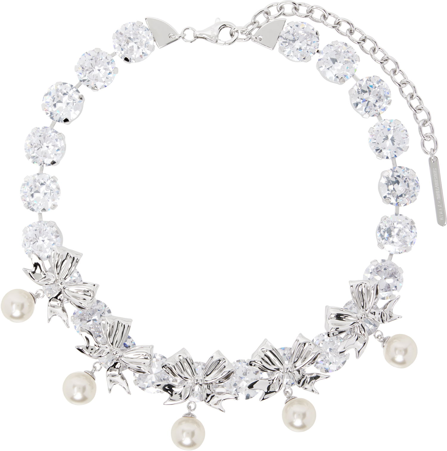 Náhrdelník SHUSHU/TONG SHUSHU/TONG YVMIN Edition Pearl Bow Knot Crystal Chain Necklace Metalická | 23340WHT00NN, 0
