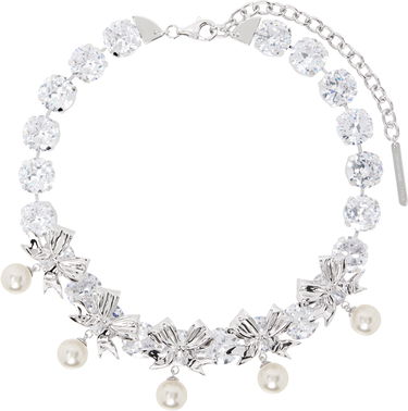 Náhrdelník SHUSHU/TONG SHUSHU/TONG YVMIN Edition Pearl Bow Knot Crystal Chain Necklace Metalická | 23340WHT00NN, 0