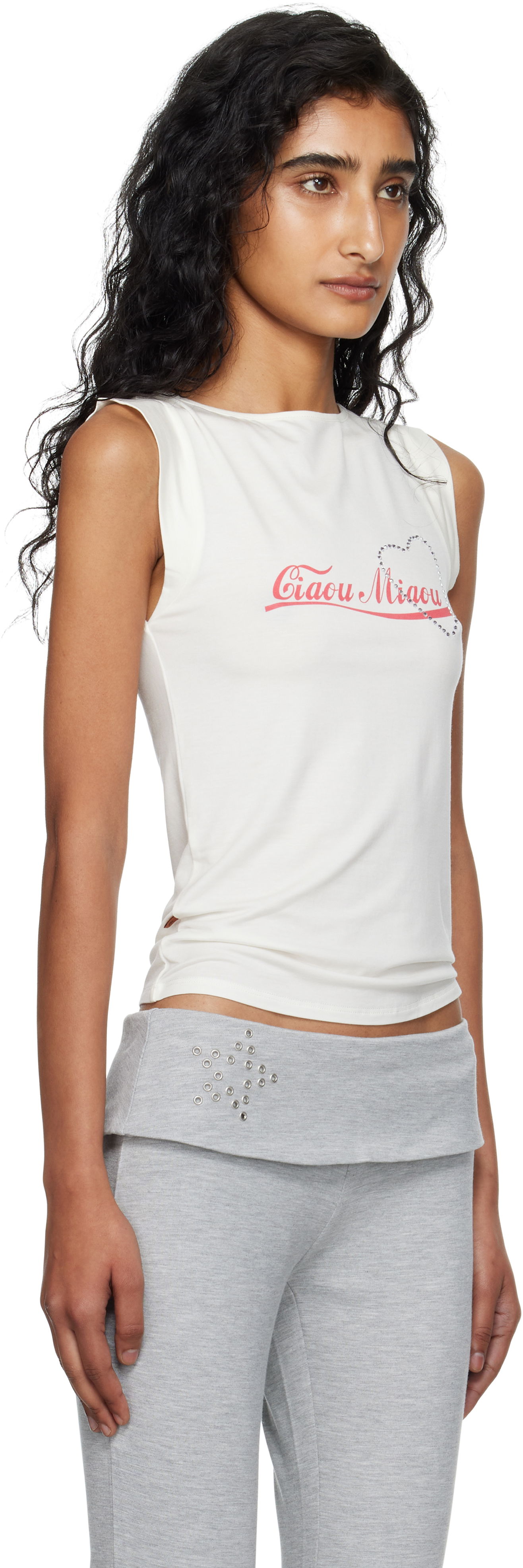 Tielko Miaou Miaou Lucia Sleeveless Graphic Tank Top Biela | 7197LJBCMI, 1