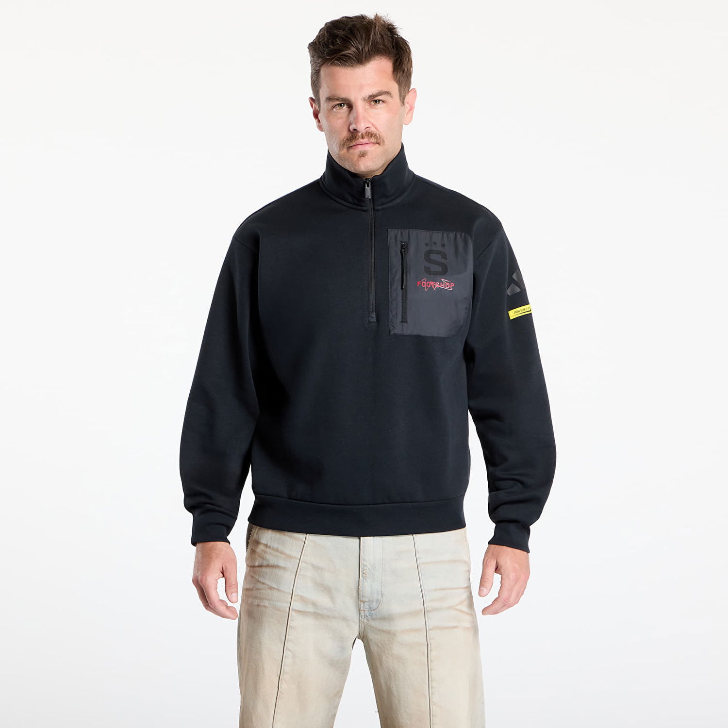 Mikina adidas Performance adidas x Footshop x Sparta 1/4 Zip Sweatshirt Čierna | FTSHP_491, 0