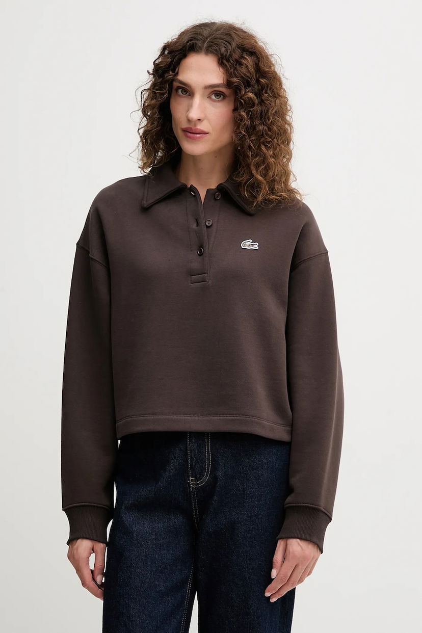 Mikina Lacoste Lacoste Cropped Polo Sweatshirt Hnedá | SF5275