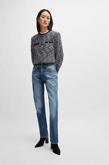 Džínsy BOSS Straight-Fit Comfort-Stretch Jeans Modrá | 50528301, 1