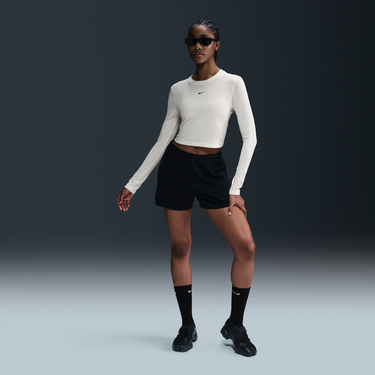Crop Top Nike Sportswear Chill Knit Cropped Long Sleeve T-Shirt Biela | HF5322-135, 4