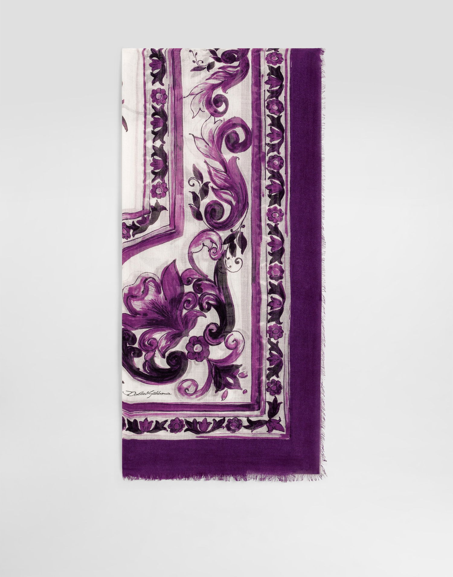 Šál Dolce & Gabbana Dolce & Gabbana Majolica Print Cashmere and Silk Stole Fialová | FS209AGDC6WHP3OA, 0