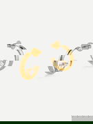 Gold-Tone Heart Earrings with Crystal Accents