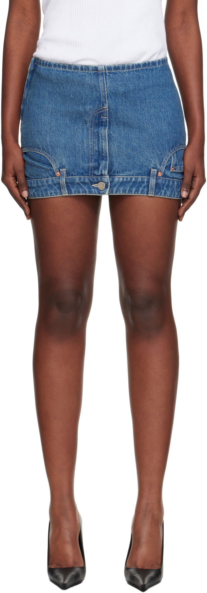 Sukňa VETEMENTS Vetements Upside-Down Denim Miniskirt Modrá | WH76DK007VB