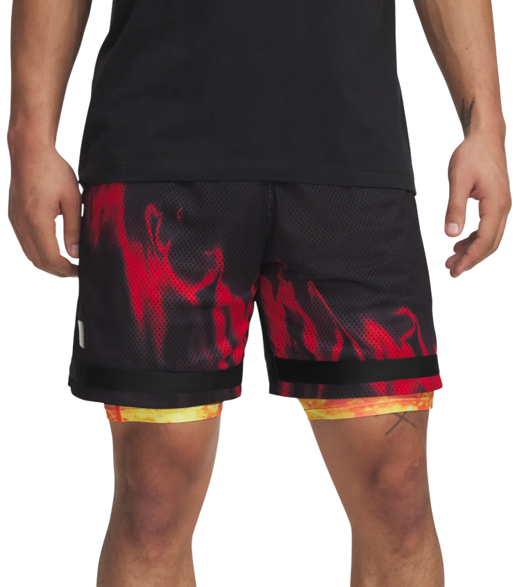 Šortky Under Armour Curry Statement Flame Print Layered Mesh Basketball Shorts Žltá | 1390348-001, 0