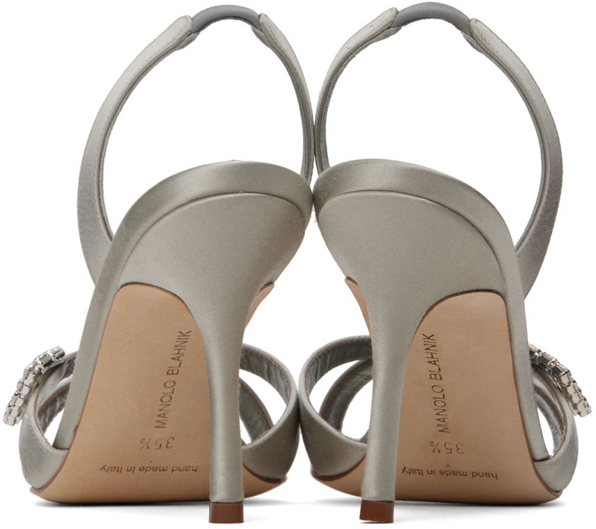 Manolo Blahnik Ramisli Satin Heeled Slingback Sandals