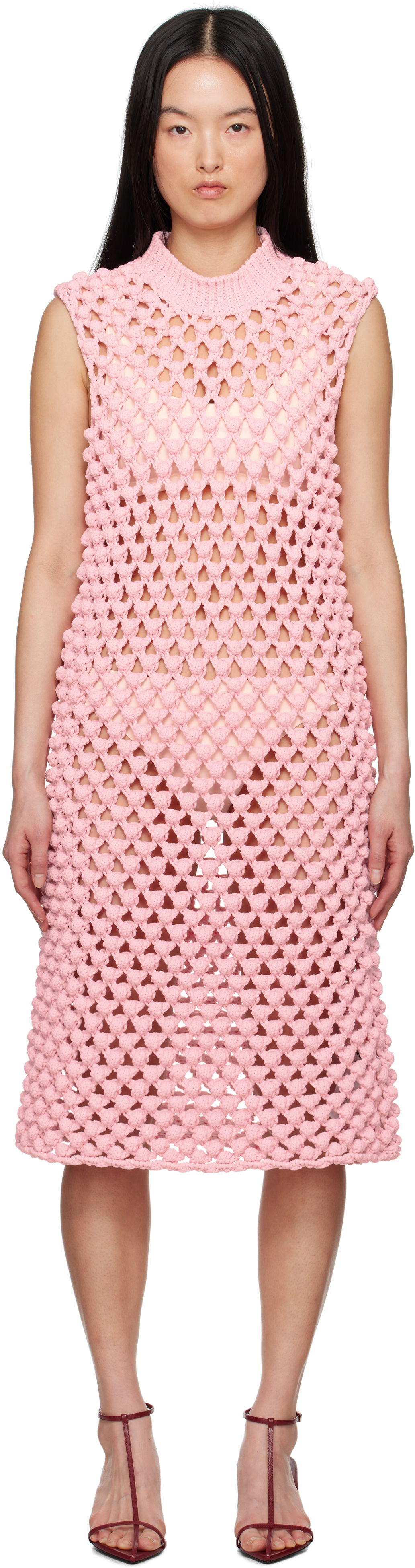 Šaty Jil Sander Jil Sander Sleeveless Crochet Midi Dress Ružová | J02CT0491_J19157, 0