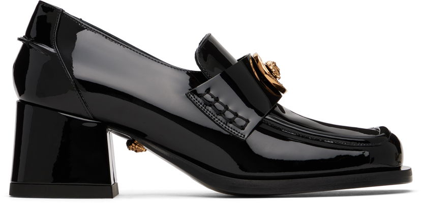 Tenisky a topánky Versace Black Alia Patent Loafer Heels Čierna | 1012169_D2VE_1B00V