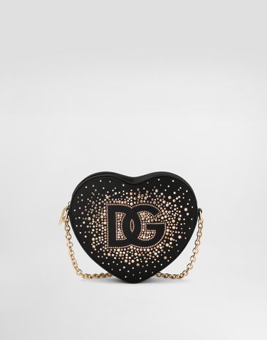 Kabelka Dolce & Gabbana Dolce & Gabbana Satin DG Girlie Heart Rhinestone Crossbody Bag Čierna | EB0260AB00280999, 0