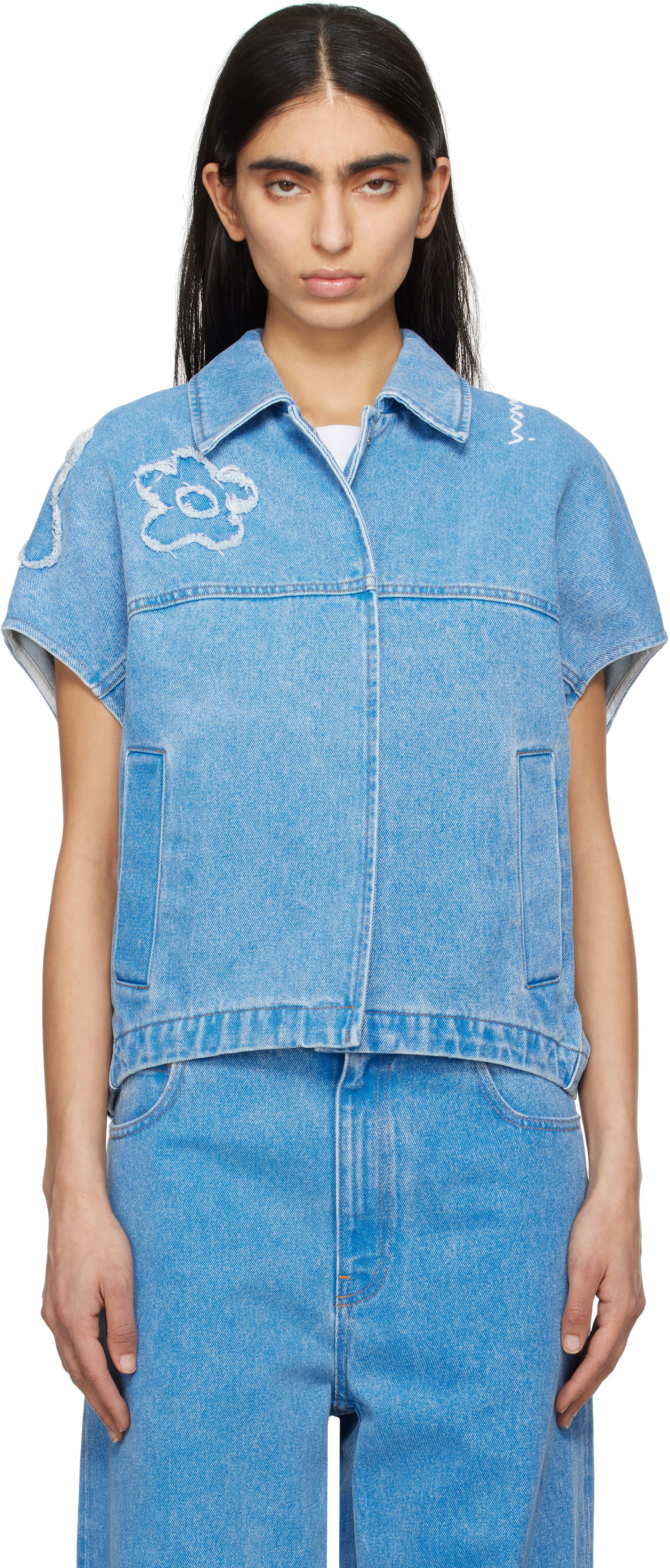 Vesta Marni Marni Dilies Patch Denim Vest Modrá | JKJD0315QS USCX34, 0