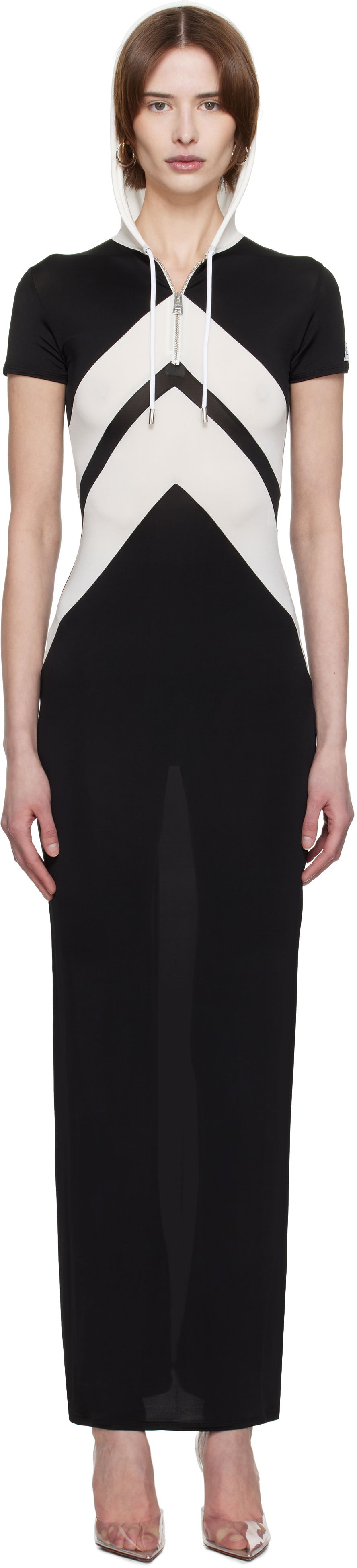Šaty Jean Paul Gaultier Jean Paul Gaultier 'The Chevrons' Hooded Maxi Dress Čierna | 25/33-F-RO346P-J084-0001, 0