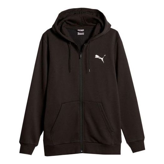 Mikina Puma Men's Essentials Logo Full Zip Hoodie Čierna | 678377-01
