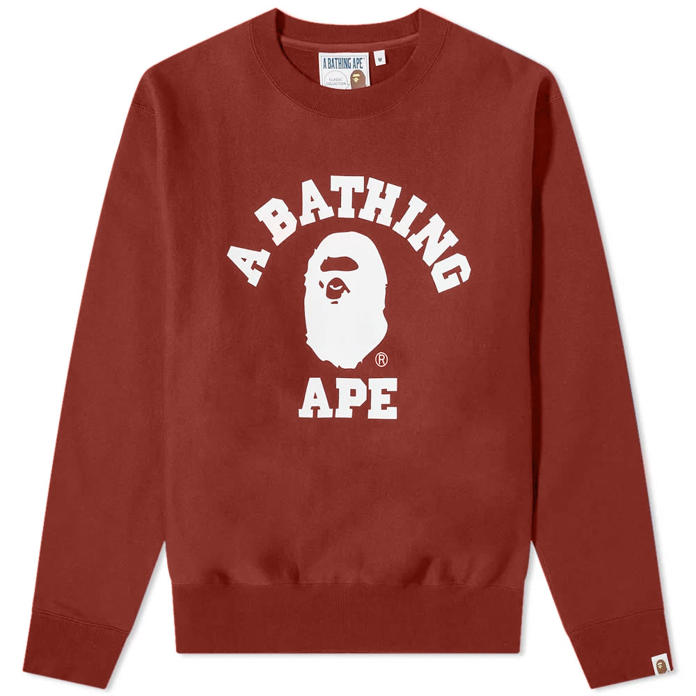 Mikina BAPE A Bathing Ape College Relaxed Fit Crew Sweat Vínová | 001SWI801011M-BUR, 0