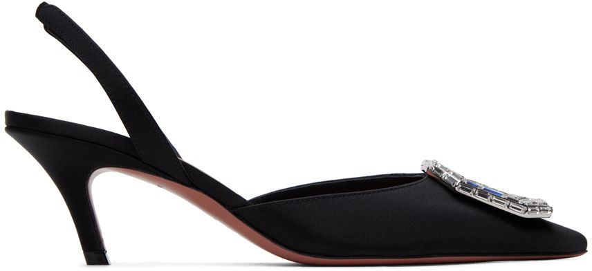 Tenisky a topánky Amina Muaddi Amina Muaddi Camelia 60 Slingback Heels Čierna | CAMELIA SLING SLANTED SATIN, 0